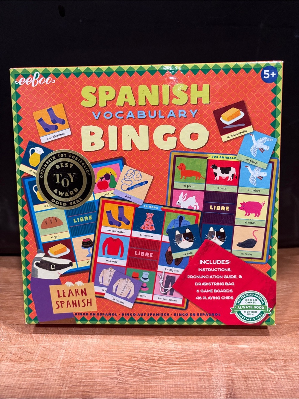 Spanish Vocabulary Bingo - Kids Educational Game, opened, like new!